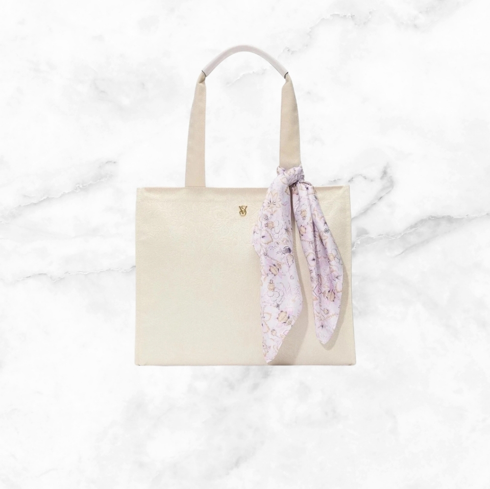 Victoria's Secret White Embossed Scarf Tote